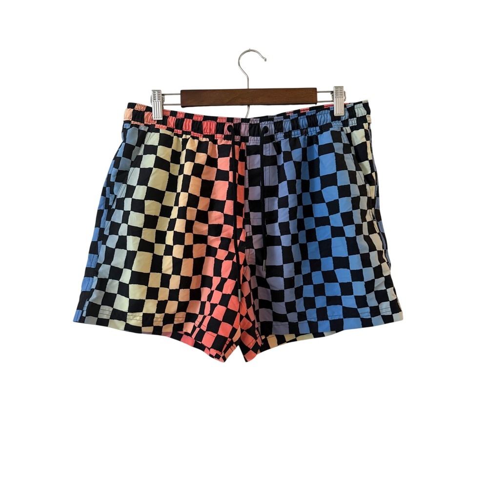 American Eagle Mens Checkered Gradient Swim Trunks Multicolor Size M Retro NWOT